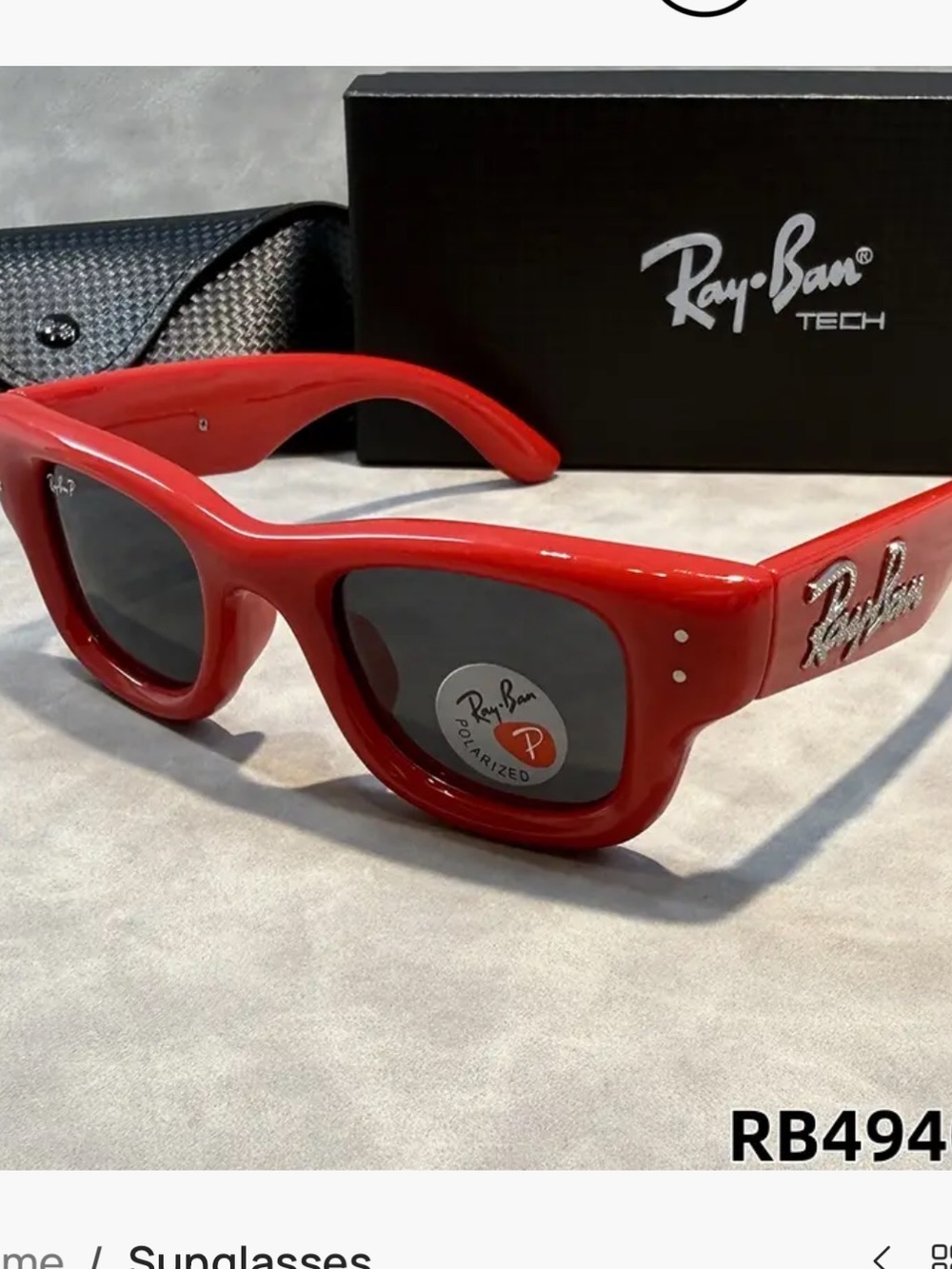 Ray-Ban Red Cat Eye Sunglasses with Dark Lenses